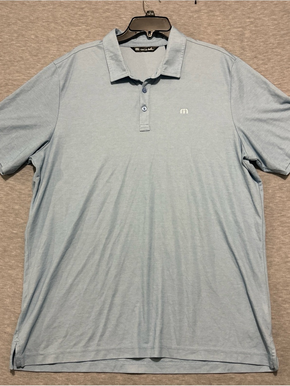 TravisMathew Polo Shirt Mens XXL Light Blue Pima Cotton Blend Short Sleeve Golf